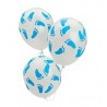 White balloons with light blue feet