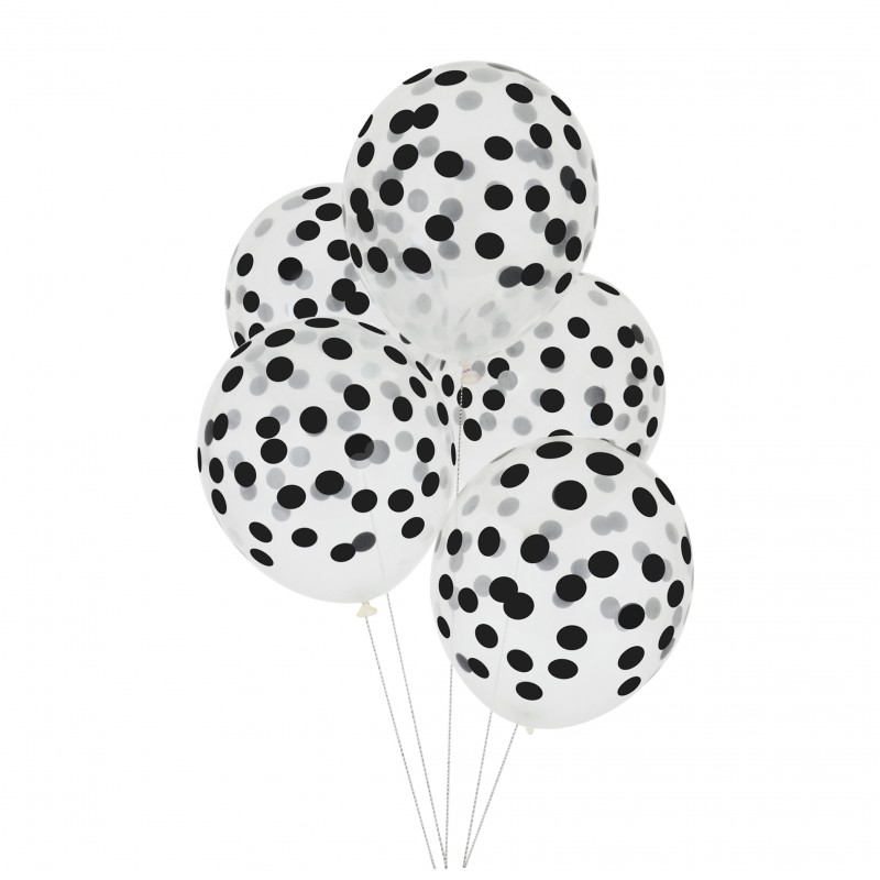 Clear balloons black dotted