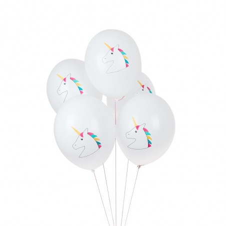 White balloons with unicorn