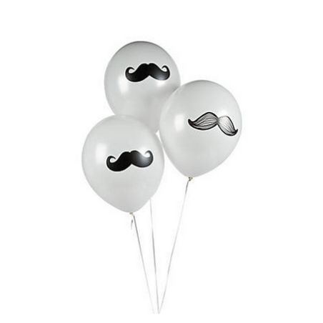White balloons with mustache
