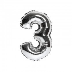 Foilballoon number 3 silver