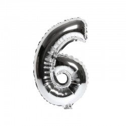 Foilballoon number 6 silver