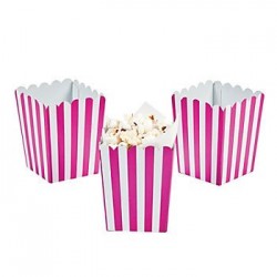 Mini popcorn boxes hot pink striped