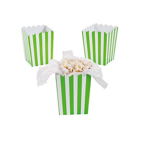 Mini popcorn boxes limegreen striped