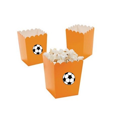Kleine popcorn bakjes oranje met voetbal