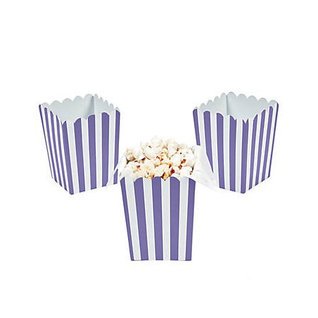 Kleine popcorn bakjes paars gestreept