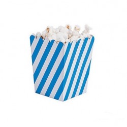 Kleine popcorn bakjes schuin blauw gestreept