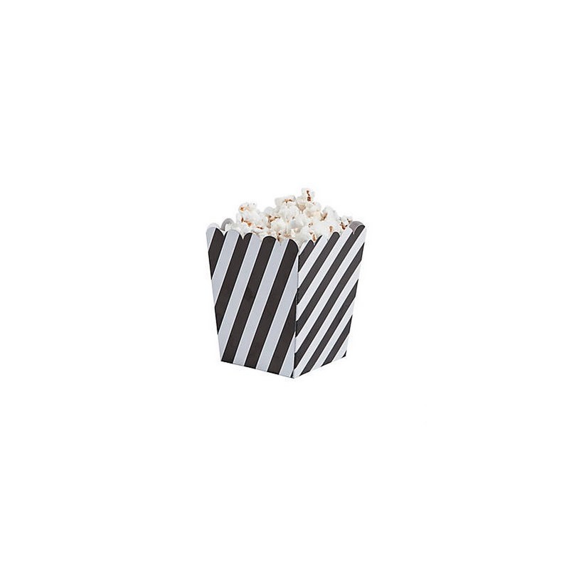 Mini popcorn boxes diagonal black striped