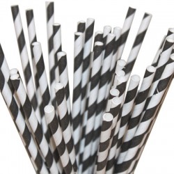 Paper straws black striped